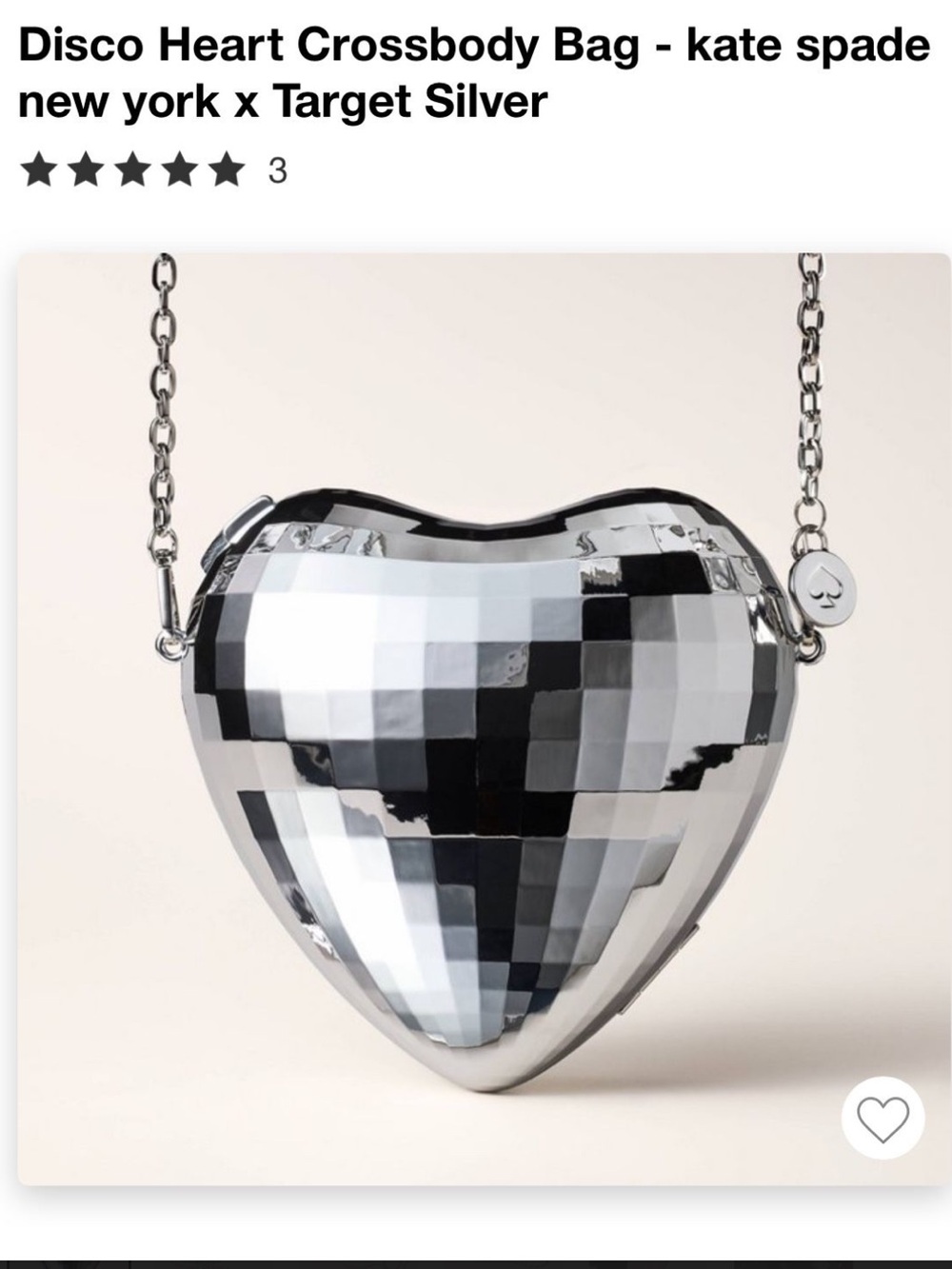 kate spade Silver Mirrored Disco Heart Crossbody